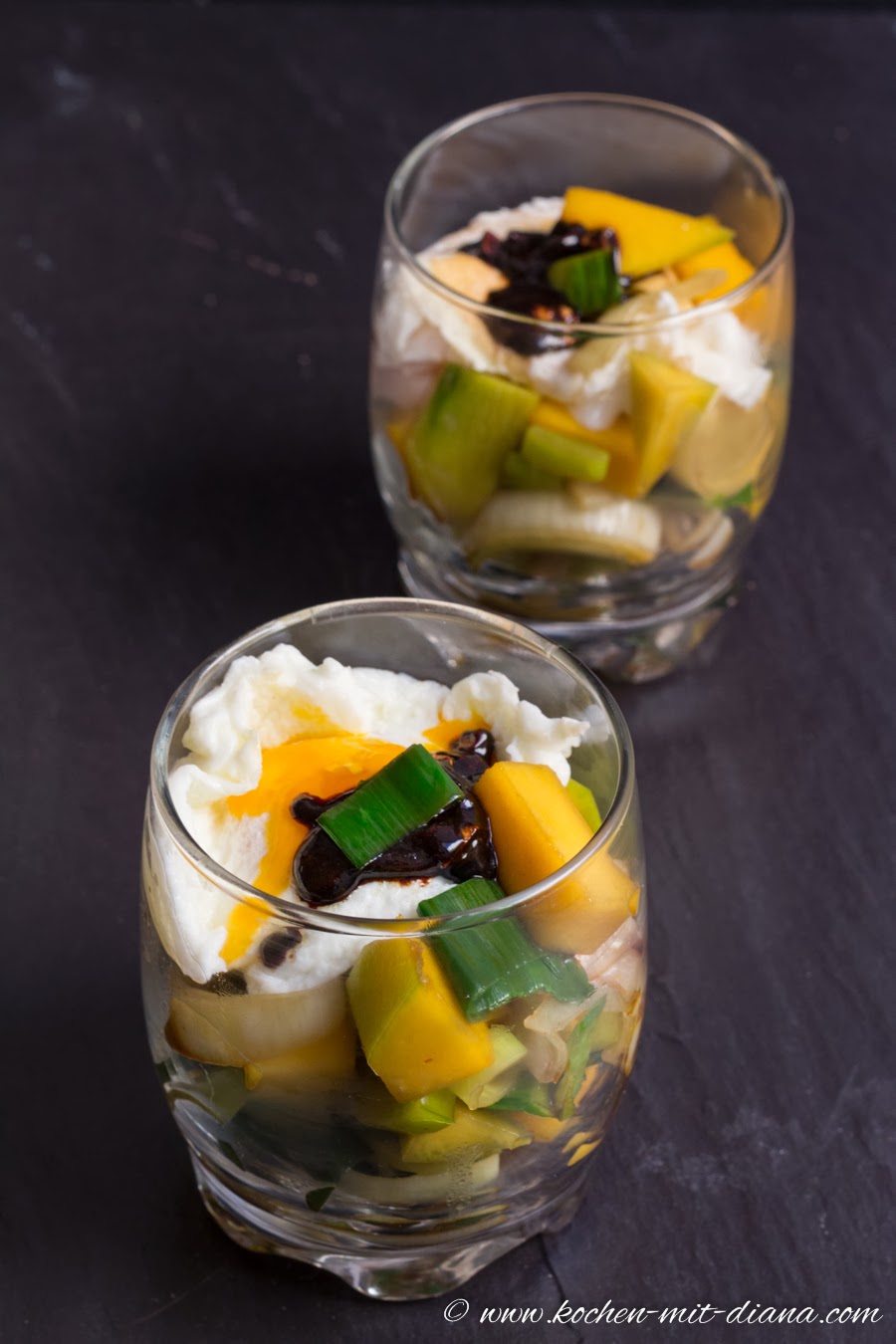 Mango-Lauch Salat im Glas