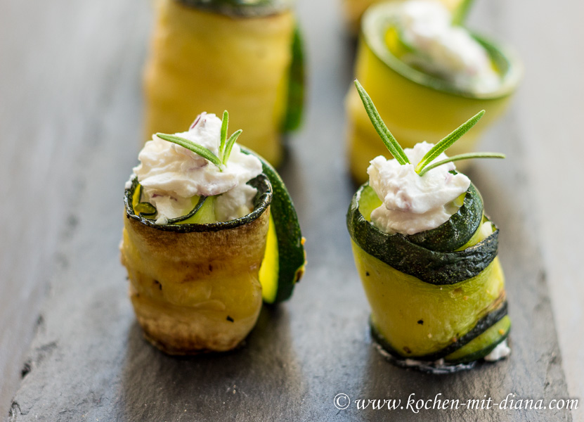 Zucchiniröllchen mit Frischkäsefüllung - Kochen mit Diana