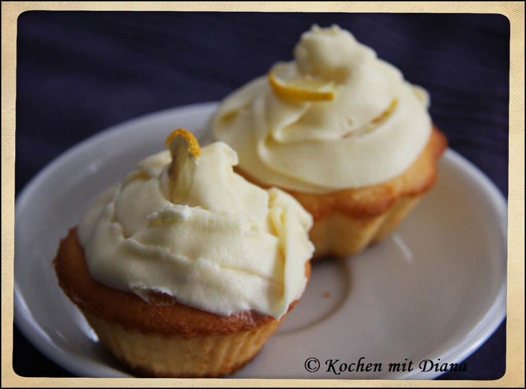 Zitronen-Cupcakes mit Frischkäse Frosting - Kochen mit Diana