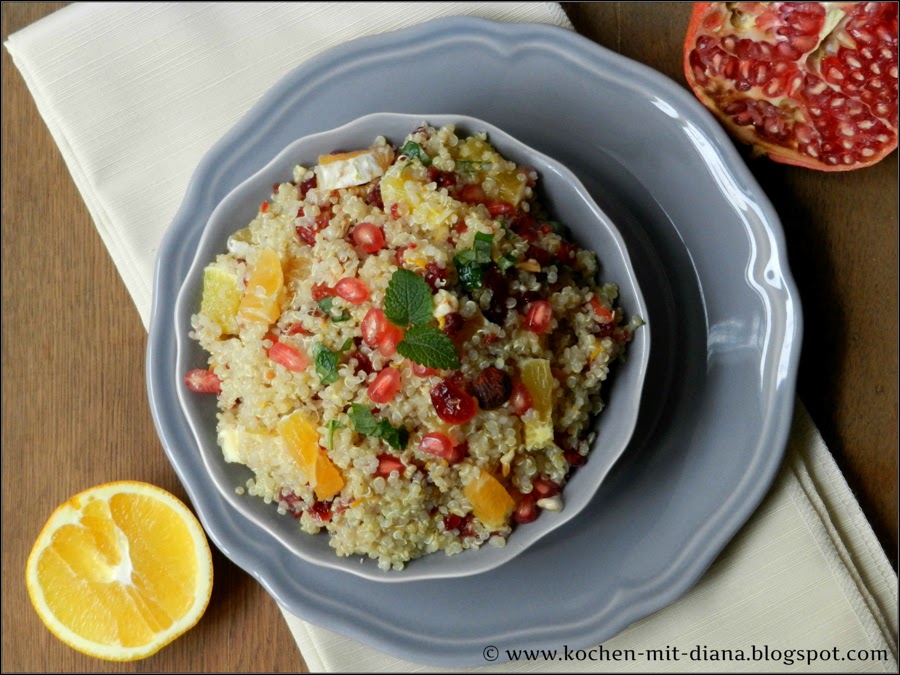 Quinoa Salat mit Preiselbeeren und Orangen