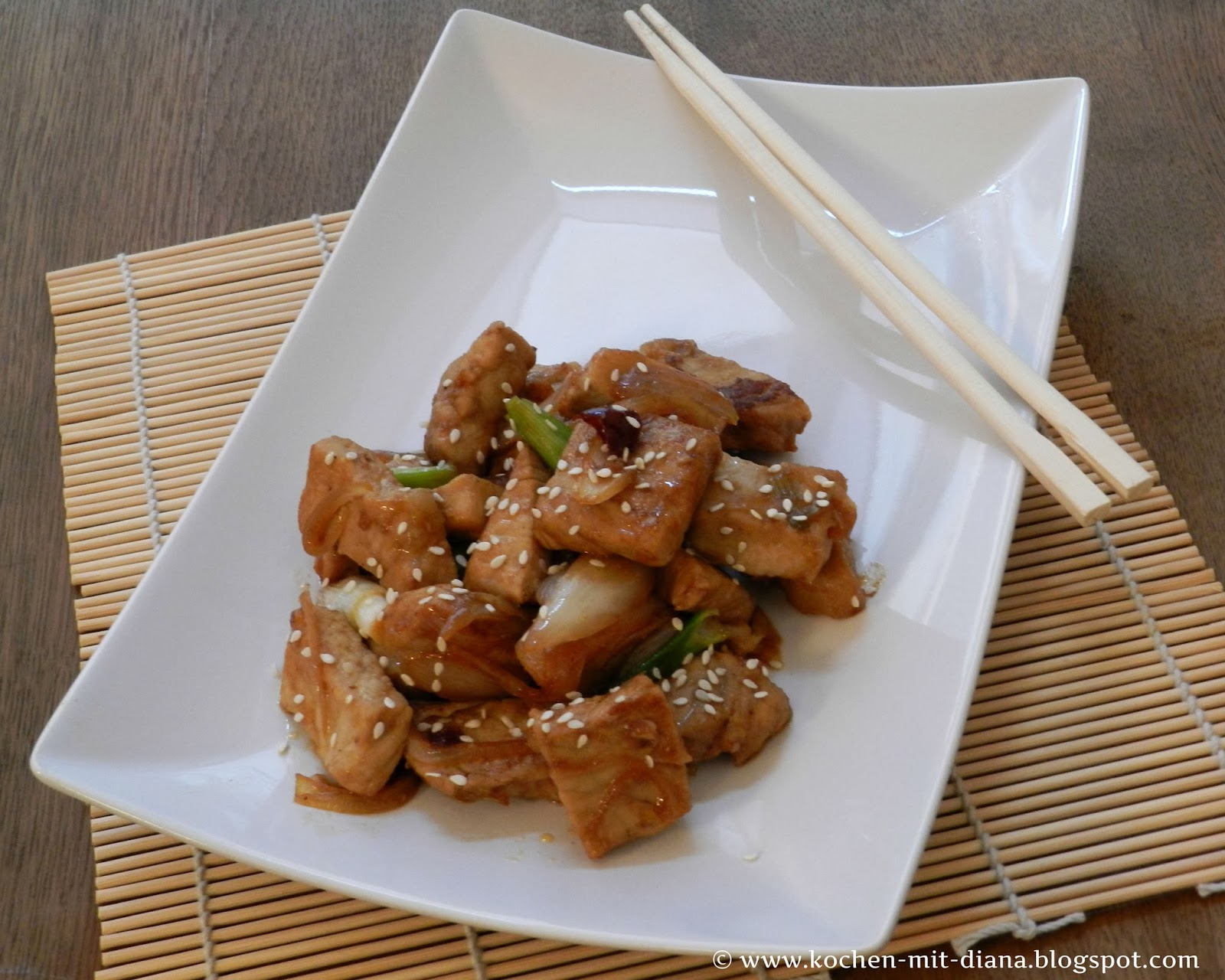 Pikantes Schweinefleisch mit Sesam - Kochen mit Diana