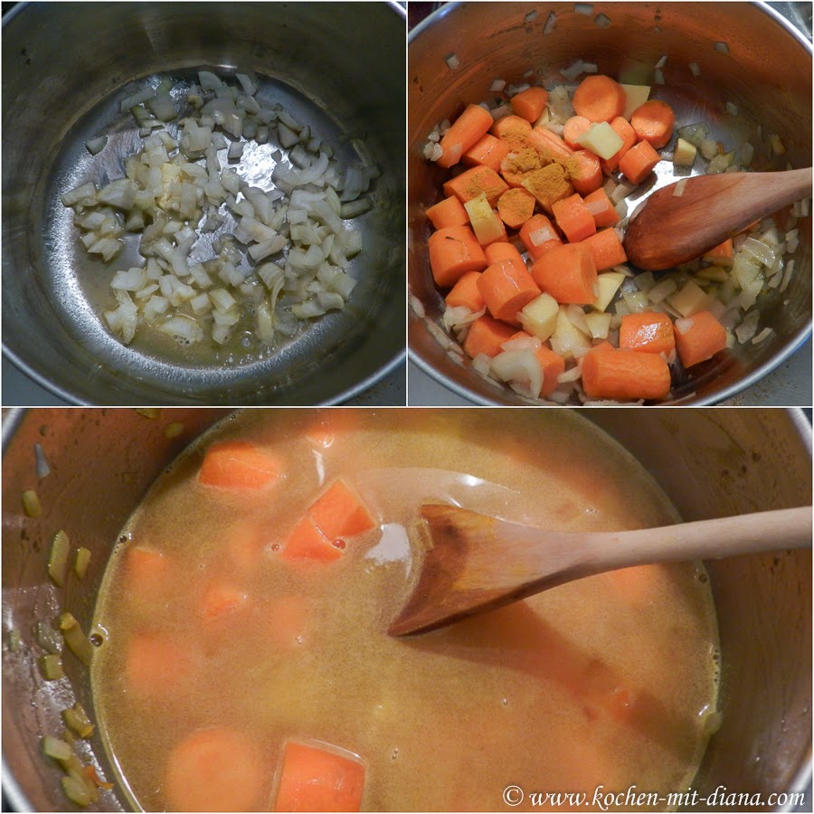 Karotten-Orangen-Suppe kochen.