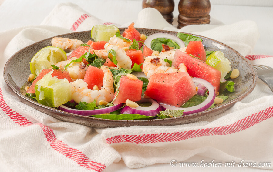 Wassermelonen-Garnelen-Salat