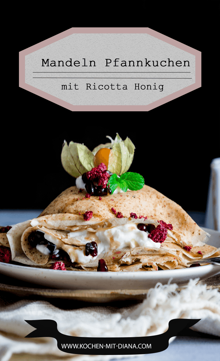 Mandeln Pfannkuchen mit Ricotta Honig Füllung